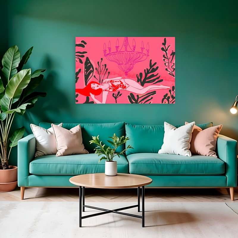 «Pink Paradise Dream Elegant Modern Serene Nature Summer», reproduction d'art murale, 32" H x 48" W