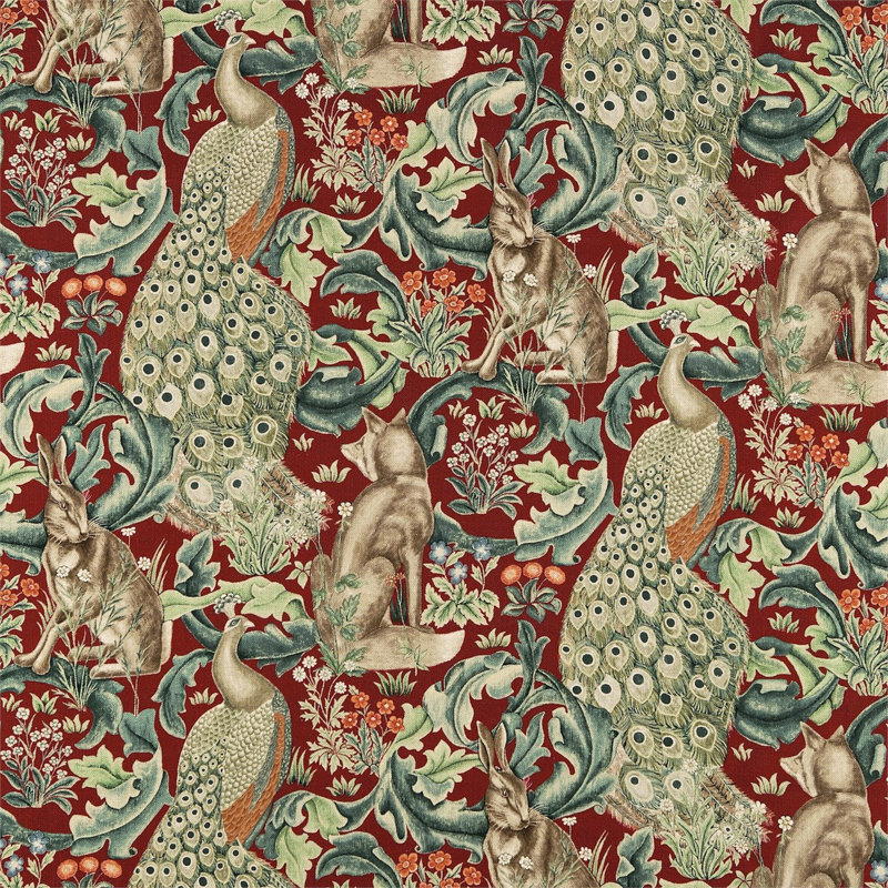 Forest Viscose Fabric, Red