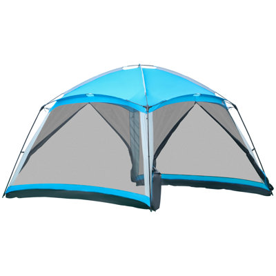 Pièce moustiquaire de 12 pi x 12 pi Outsunny, tente de camping pour 8 personnes avec sac de transport et 4 parois en filet pour la randonnée, la randonnée et les voyages, installation facile