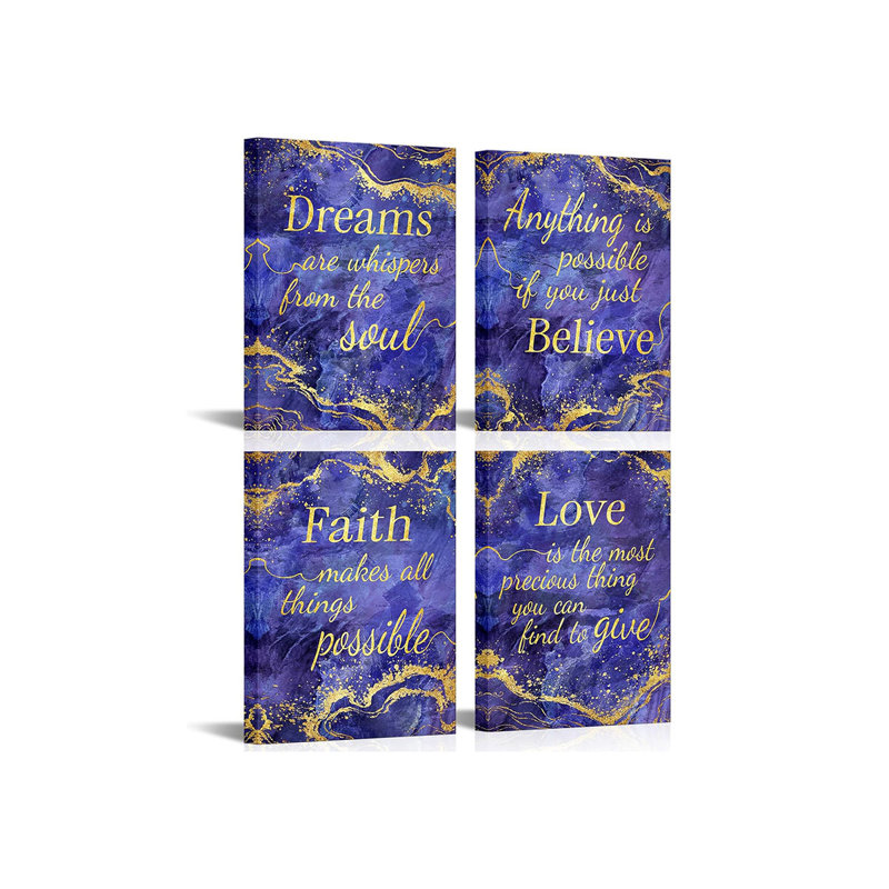 4 Piece Wrapped Canvas Print, Purple