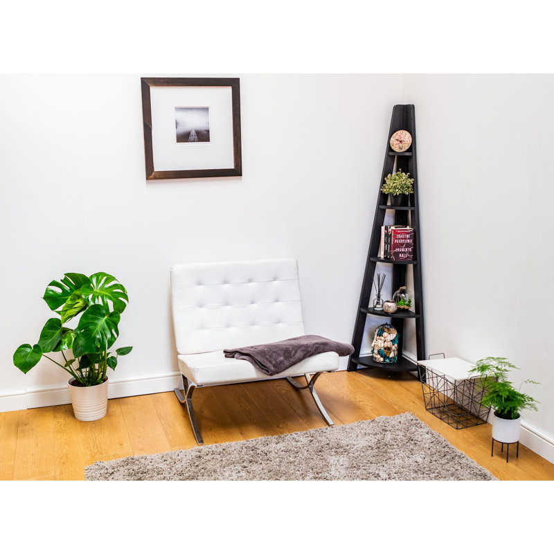 Arelious 175.4cm H x 38.6cm W Corner Bookcase, Black