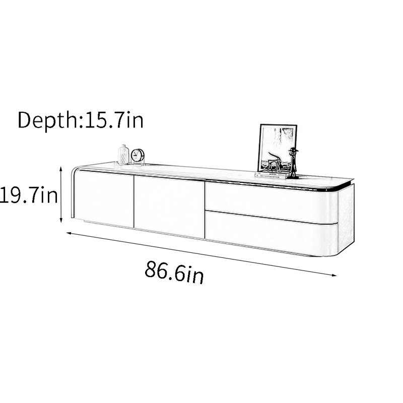 Meuble télé de luxe haut de gamme, 86.6"
