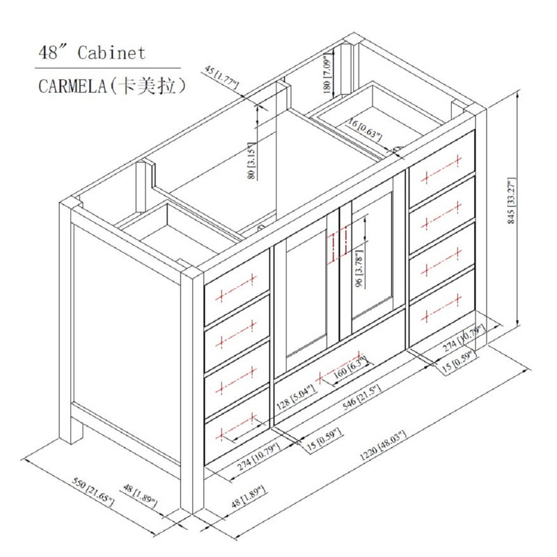 Ensemble de meuble-lavabo simple 49 po Gordan, Marbre de Carrare