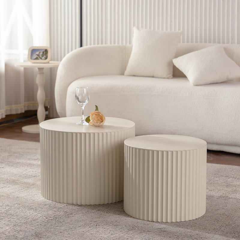 Ensemble de 2 tables basses gigognes Beige