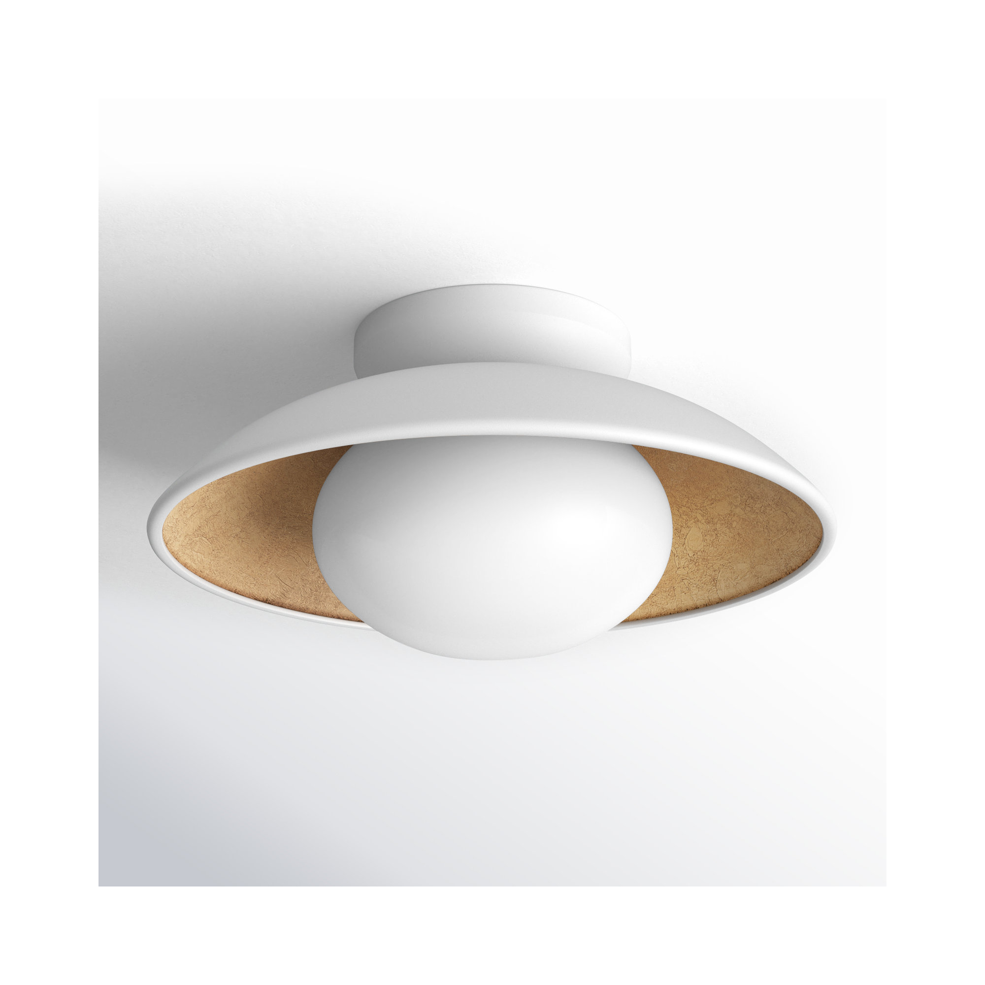 Jason Single Light Flush Mount, White Lustro, 6.75'' H x 14'' W x 14'' D