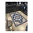 Blue Cream Traditional Checkered Floral Woven Base Washable Carpet-1273778900