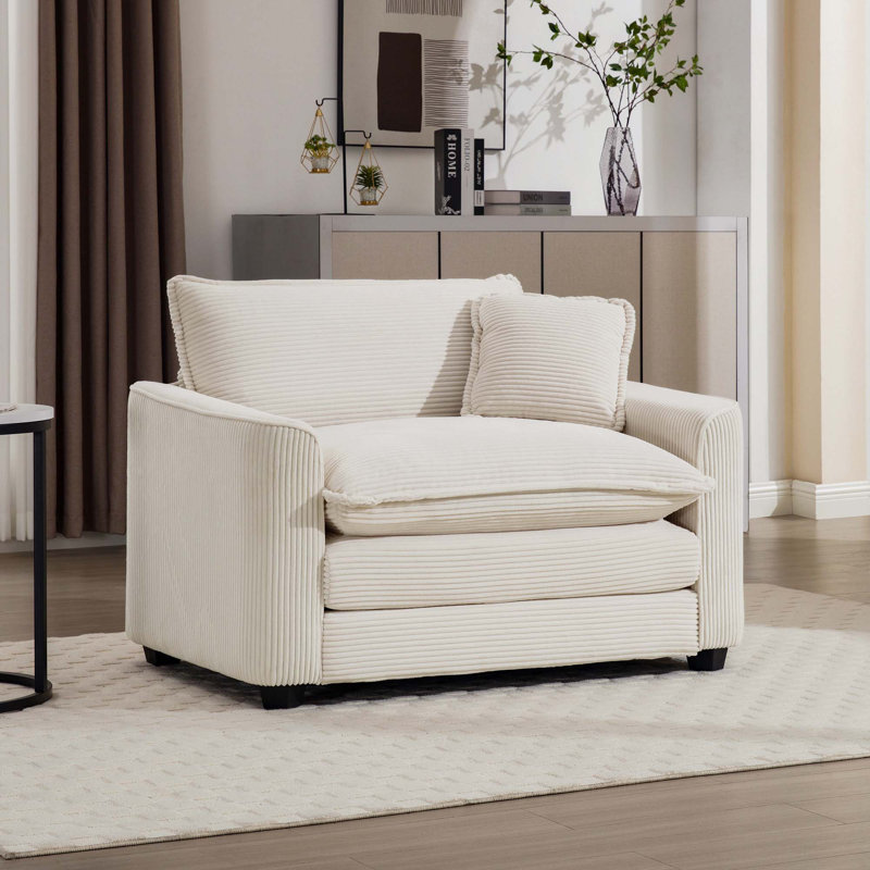 Fauteuil d'appoint simple en velours côtelé, Beige