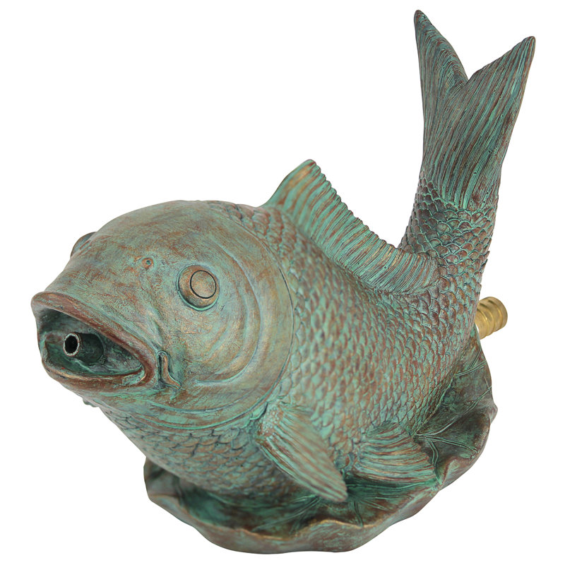 Japanese Koi Piped Spitter Garden Statue