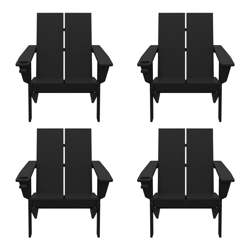 Modern Poly Adirondack Chair (Set Of 4), Black
