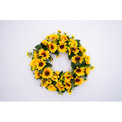 Handcrafted Faux Sunflower 18'' Wreath