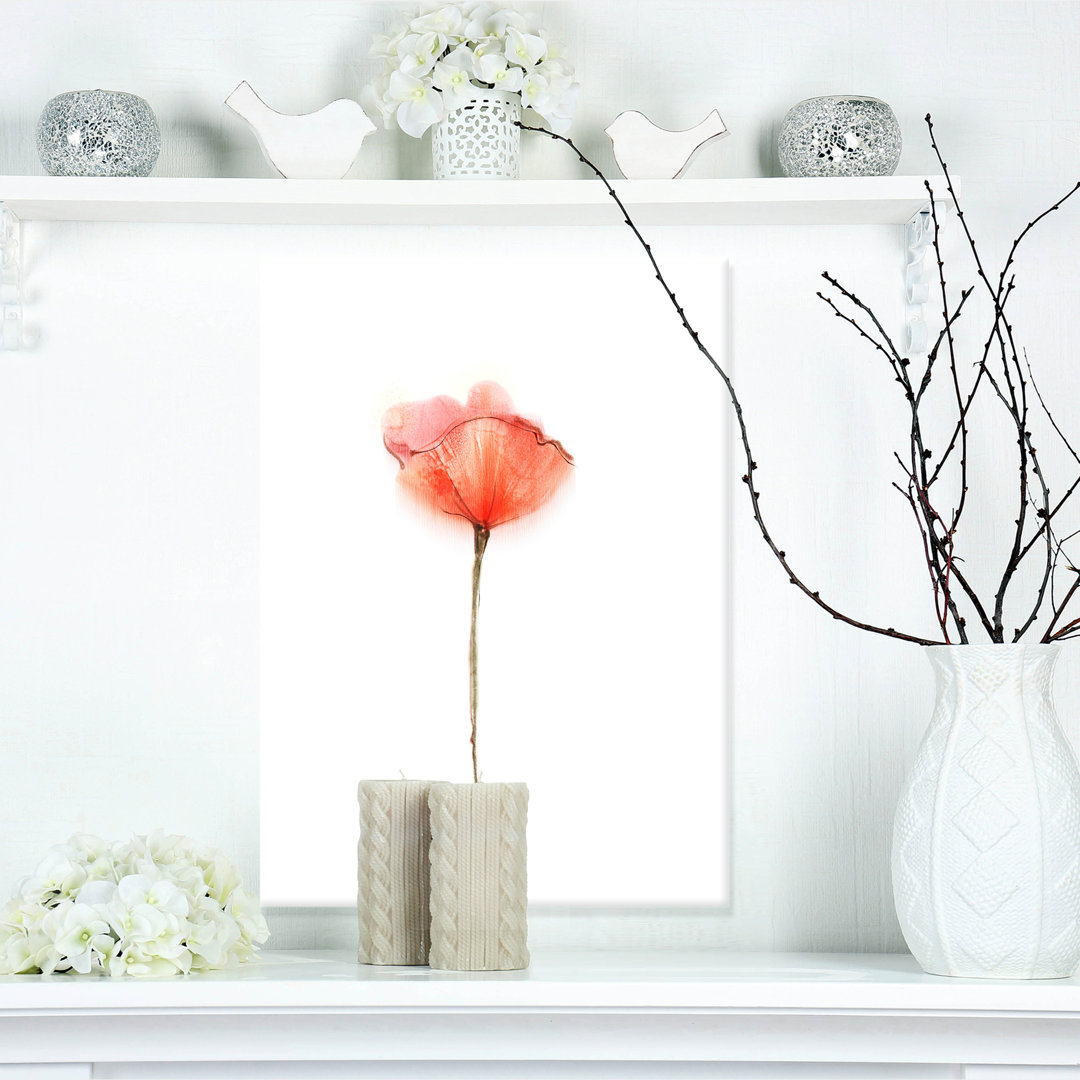 Watercolor Large Red Poppy Flower Painting Print on Wrapped Canvas Design Art 