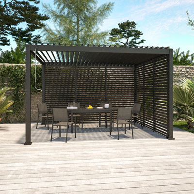 Nasaria 3x4m Louvered aluminium pergola + 3 shutters 130cm