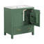 Meuble-lavabo vert 30 po avec lavabo simple, meuble-lavabo sous le comptoir, armoire de rangement pour la salle de bain avec 2 portes et un tiroir, fermeture en douceur, rangement multifonctionnel, structure en bois massif