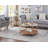 32-inch Round Wood Coffee Table with Sleek Glass Top and Sturdy Metal Frame-2084753225