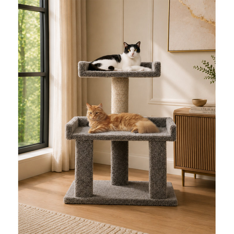 Arbre à chat en bois massif Prestige, Gris