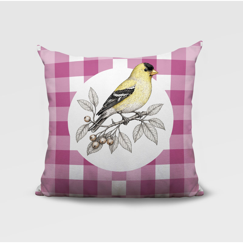 Oreiller réversible intérieur / extérieur Yellow Finch, 18 x 18, Magenta