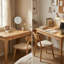 Bureau Mid-Century moderne en bois massif avec tiroirs | Bureau compact pour bureau à domicile avec bords de sécurité arrondis-1230659193