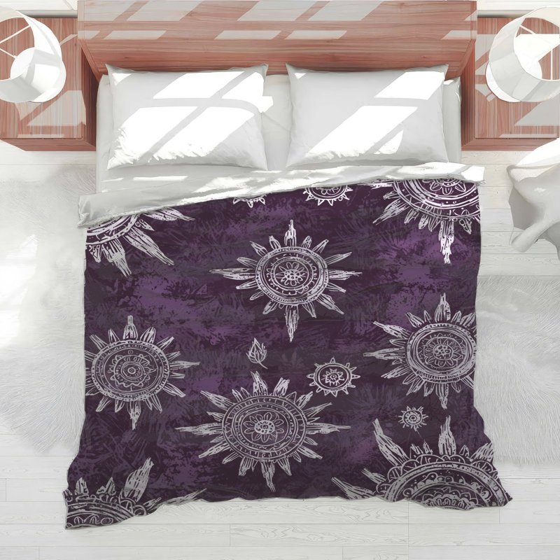 Édredon à motif de soleil mauve, Lit simple