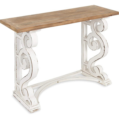 Solid Wood French Country Console Table – Rustic/White