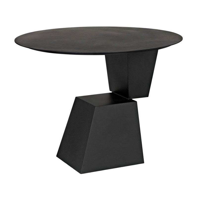 Matte Black Round Metal Dining Table, 39" Diameter