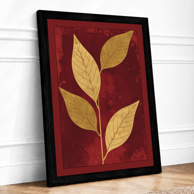 Single Stem in Gold Botanical - Framed Print