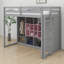 Lit mezzanine pour enfants avec garde-robe et tablettes, structure de lit mezzanine en bois avec armoire de rangement pour enfants-1960706829-1960706830