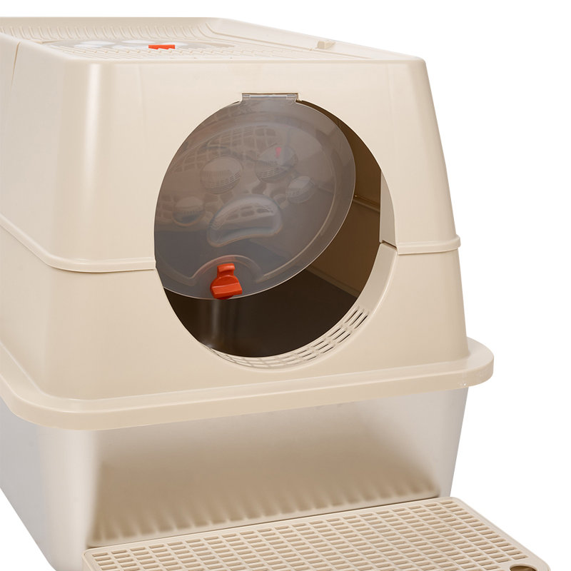 Polyethylene Plastic Enclosed Litter Box with Scoop, Brown