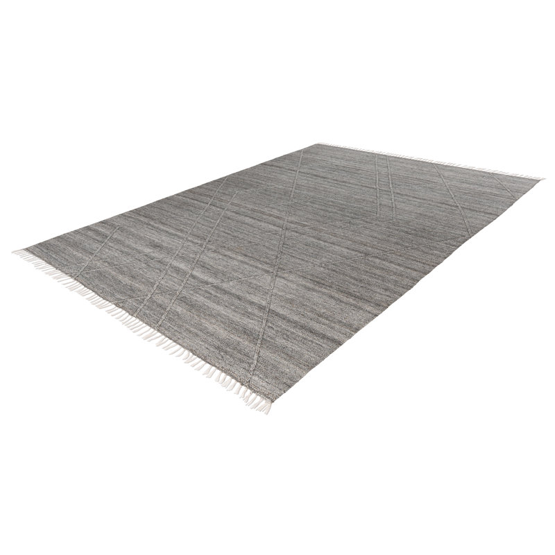 Dakar Uni Hand Woven Area Rug, Rectangle 140 x 200cm, Grey/Brown/Blue