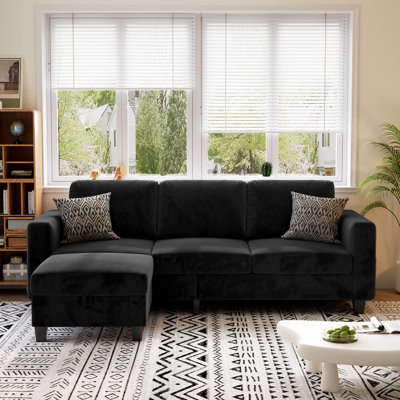 78'' Upholstered Sofa Couch With Storage Ottoman