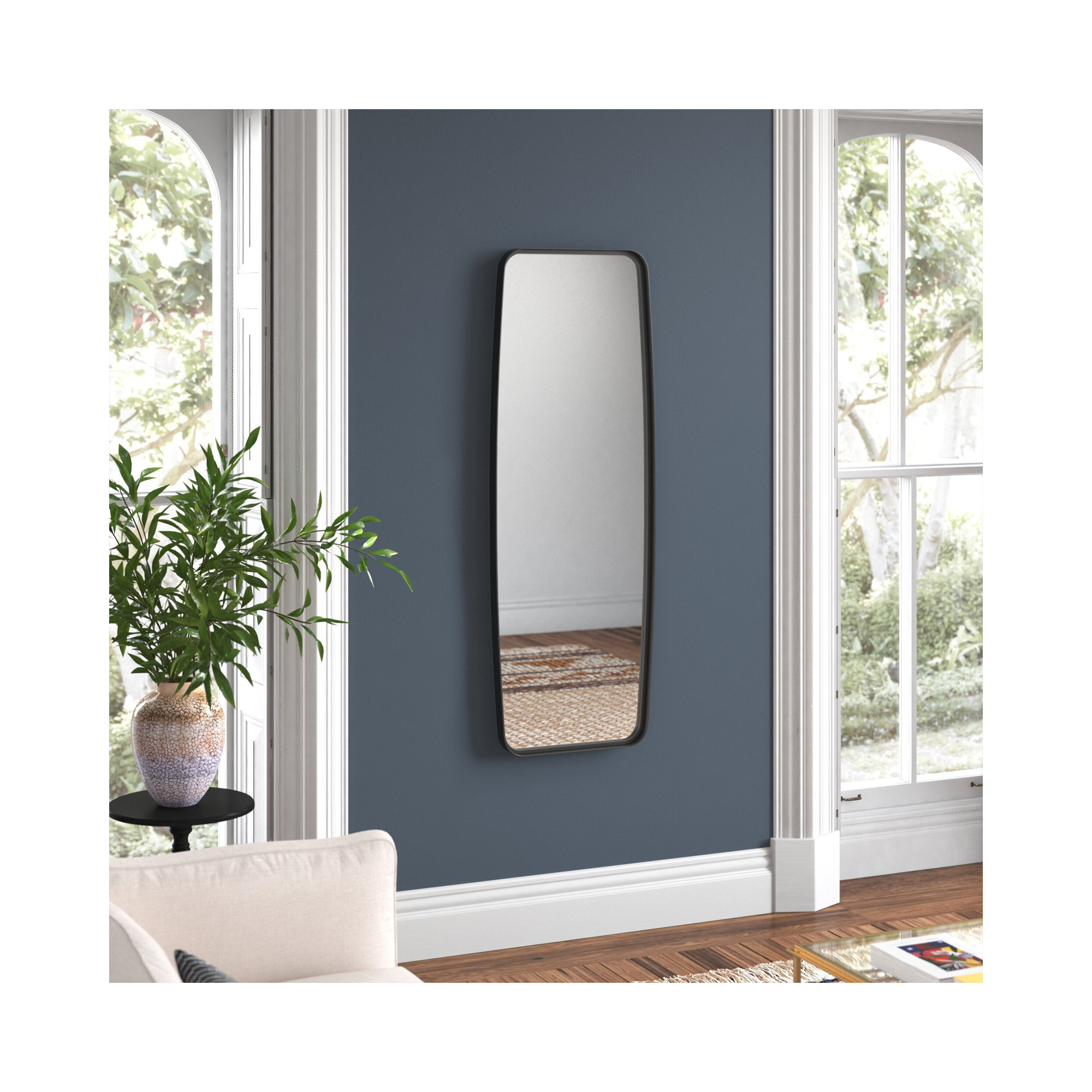 Belle Iron Wall Mirror, 60" x 21", Black