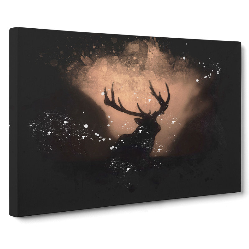 Stag in the Sunset - Wrapped Canvas, 40cm H x 60cm W x 4cm D