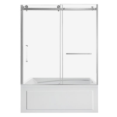 Kingston Brass 60-Inch Acrylic Rectangular 3-Wall Anti-Skid Alcove Tub With Tub Door, Hand Drain