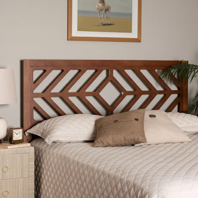 Premala Adjustable Height Full Size Wood Headboard in Geometric Cutout Design