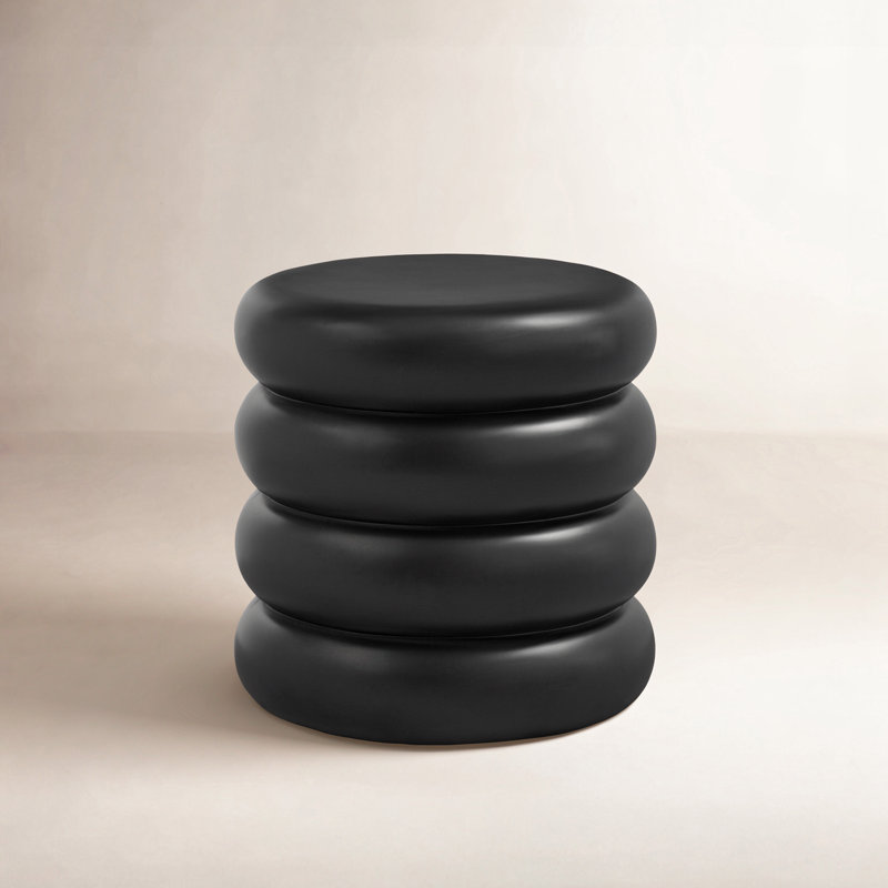 Artesia Concrete Top End Table, Black