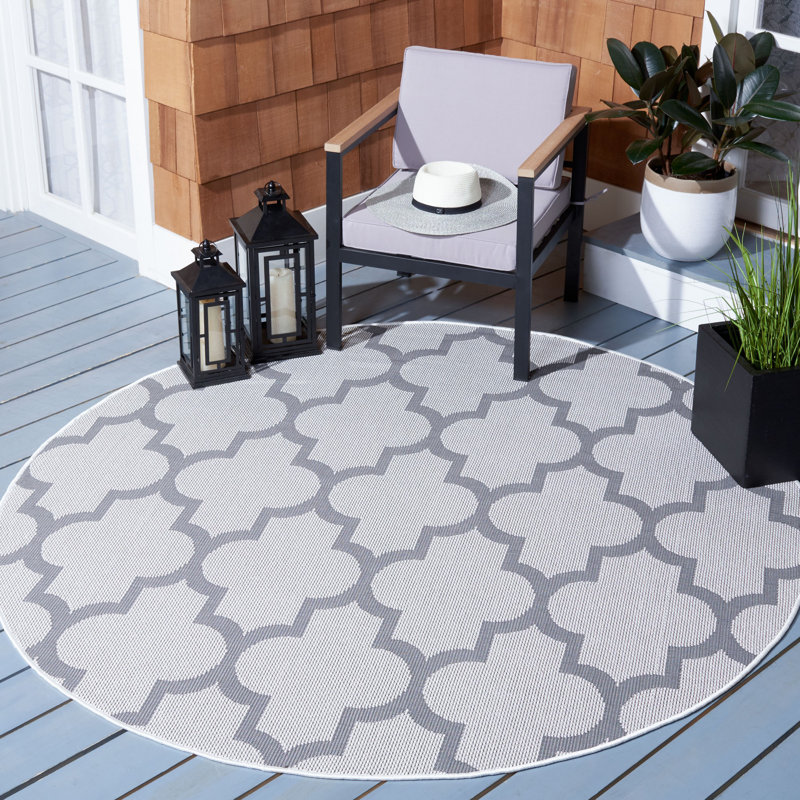 Murielle Performance Machine Washable Geometric Indoor/Outdoor Area Rug, Round 6'7"