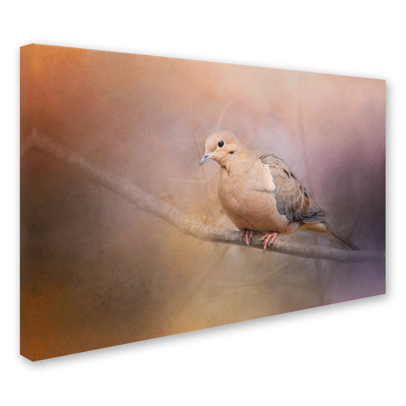 «Mourning Dove on a Winter Evening», reproduction d'art graphique sur toile tendue Vidur, H 30 po x l 47 po
