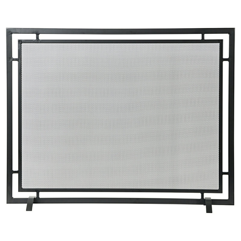 Gatsby Mesh Fireplace Screen - Single Panel, Steel Frame, Black