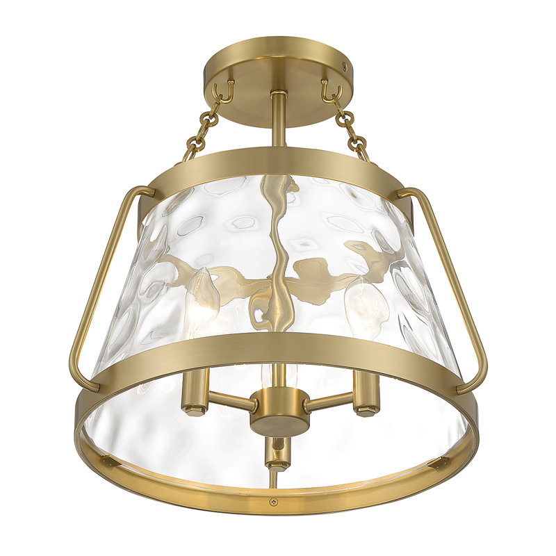 Sonali Glass Semi Flush Mount in Brass, Brass
