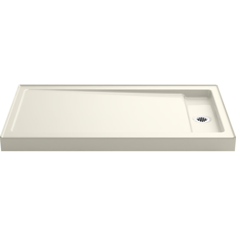 Bellwether 60" x 34" Single-Threshold Shower Base, Biscuit, Right Center