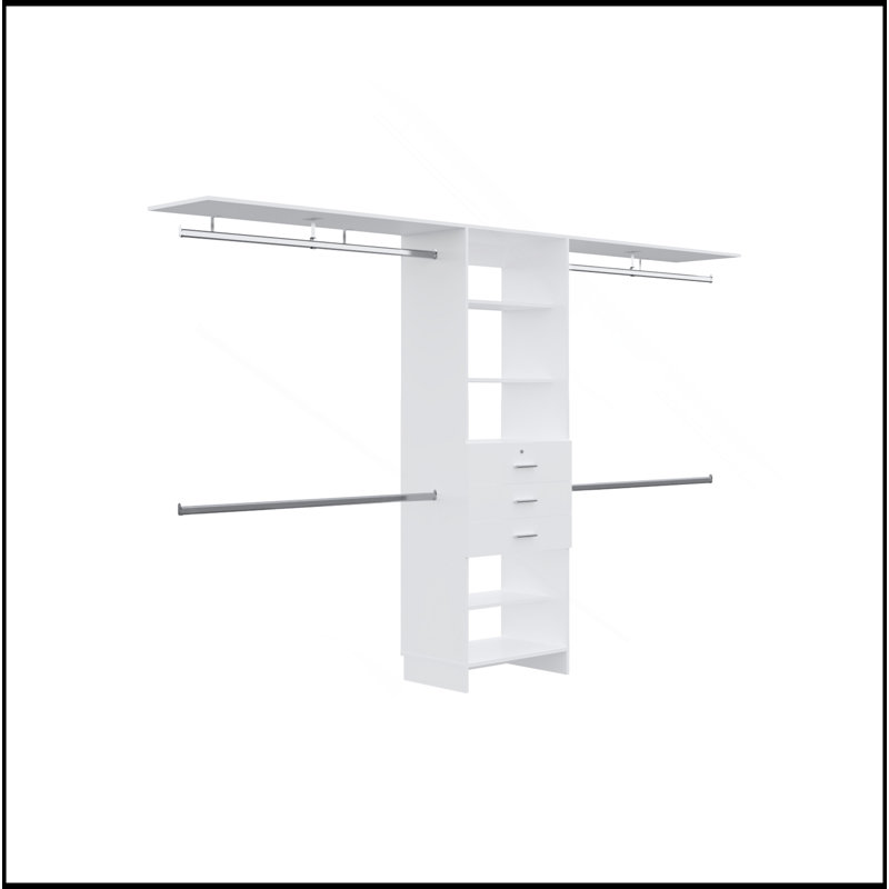 Système de placard, 3 tiroirs, 5 tablettes, Blanc