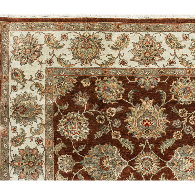 Tapis rouille et ivoire de haute qualité noué à la main