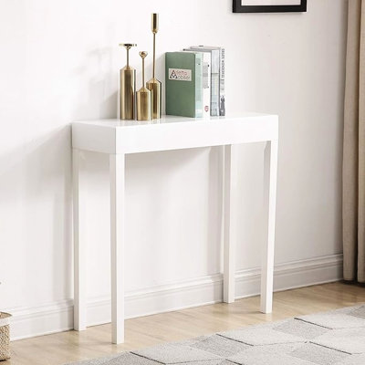 Modern Console Table, White Table For Hallways And Foyers, Space - Saving Narrow Structure Design, Select Hardwood With Finish, 31.5"L X 11"W 31.5"H, Assembly Required Entryways Primary Living Areas,