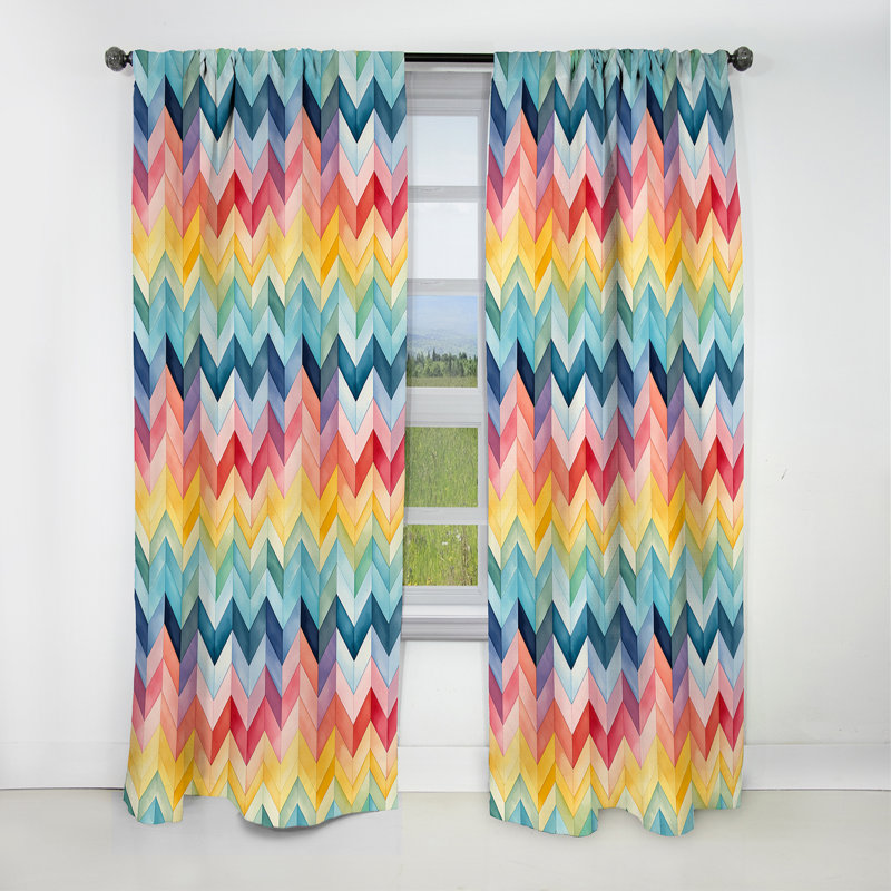 Watercolor Caprice - Motif à chevrons multicolore I - Rideau occultant à chevrons - 1 panneau, L 52 po x L 95 po