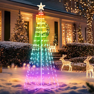 Christmas Tree - Electronic Christmas Tree Led Lights, Holiday Lights With Remote Control Color Changing Cone Christmas Tree , Umbrella Bone Base, Indoor Outdoor Christmas Decorations