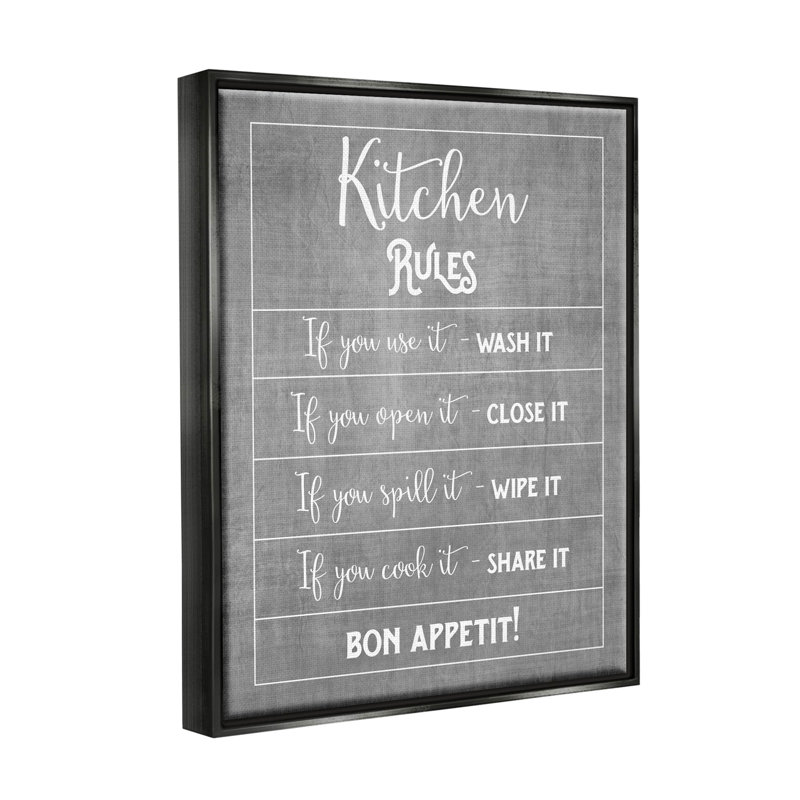 «Kitchen Rules Bon Appetit», art de la giclée par Amanda Murray, H 31 po x l 25 po x P 1,7 po, Cadre flottant noir de jais