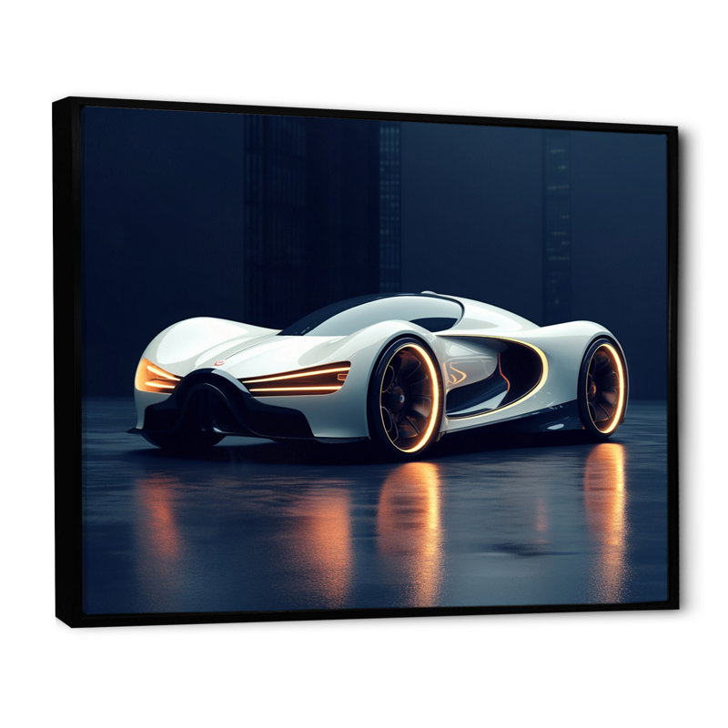 Futuriste voiture de sport Bugatti I - voitures de course, art mural, H 34 po x l 44 po x P 1,5 po, Cadre flottant noir