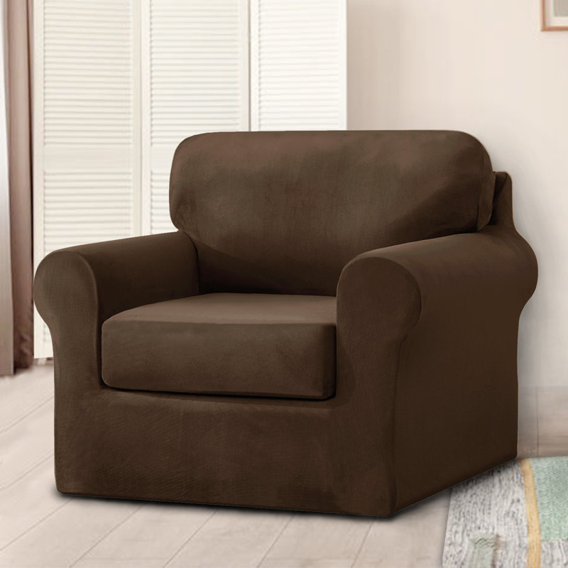 Box Cushion Sofa Slipcover, Coffee