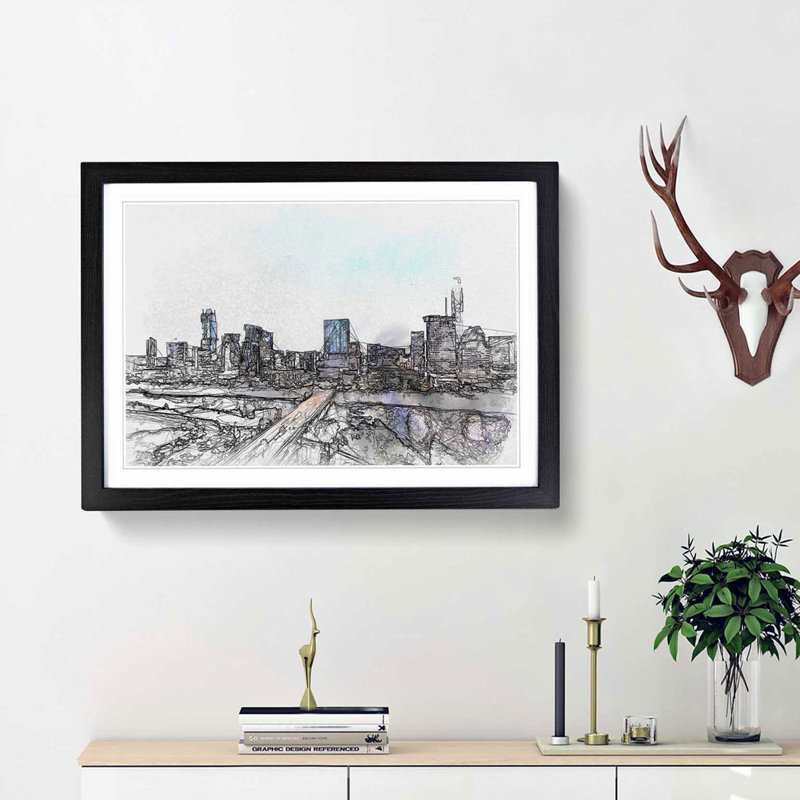 Austin Texas Skyline in Abstract - Picture Frame Graphic Art Print, Black Framed, 36cm H x 48cm W x 2cm D
