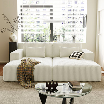 Corduroy Double Sofa Bed With 2 Pillows, For Living Rooms, Apartments, And Offices