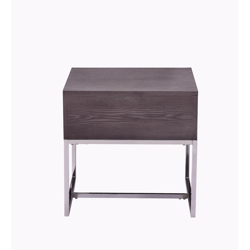 Grey oak and chrome surface edge table